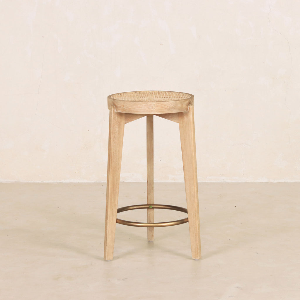 Tripod Cane Stool Bleached Blond