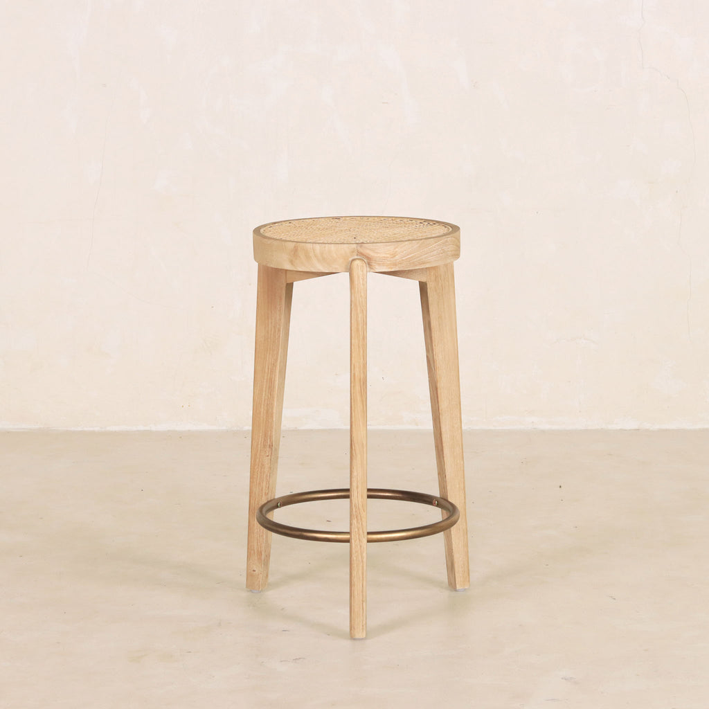 Tripod Cane Stool Bleached Blond