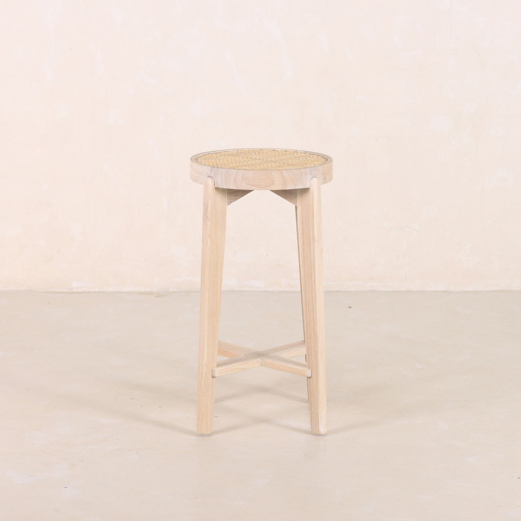 Cane Stool Weathered White
