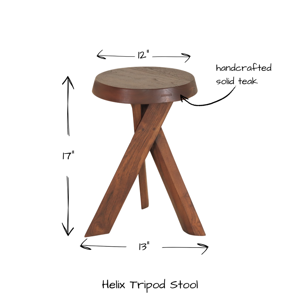 Helix Tripod Teak Stool – TreeHause