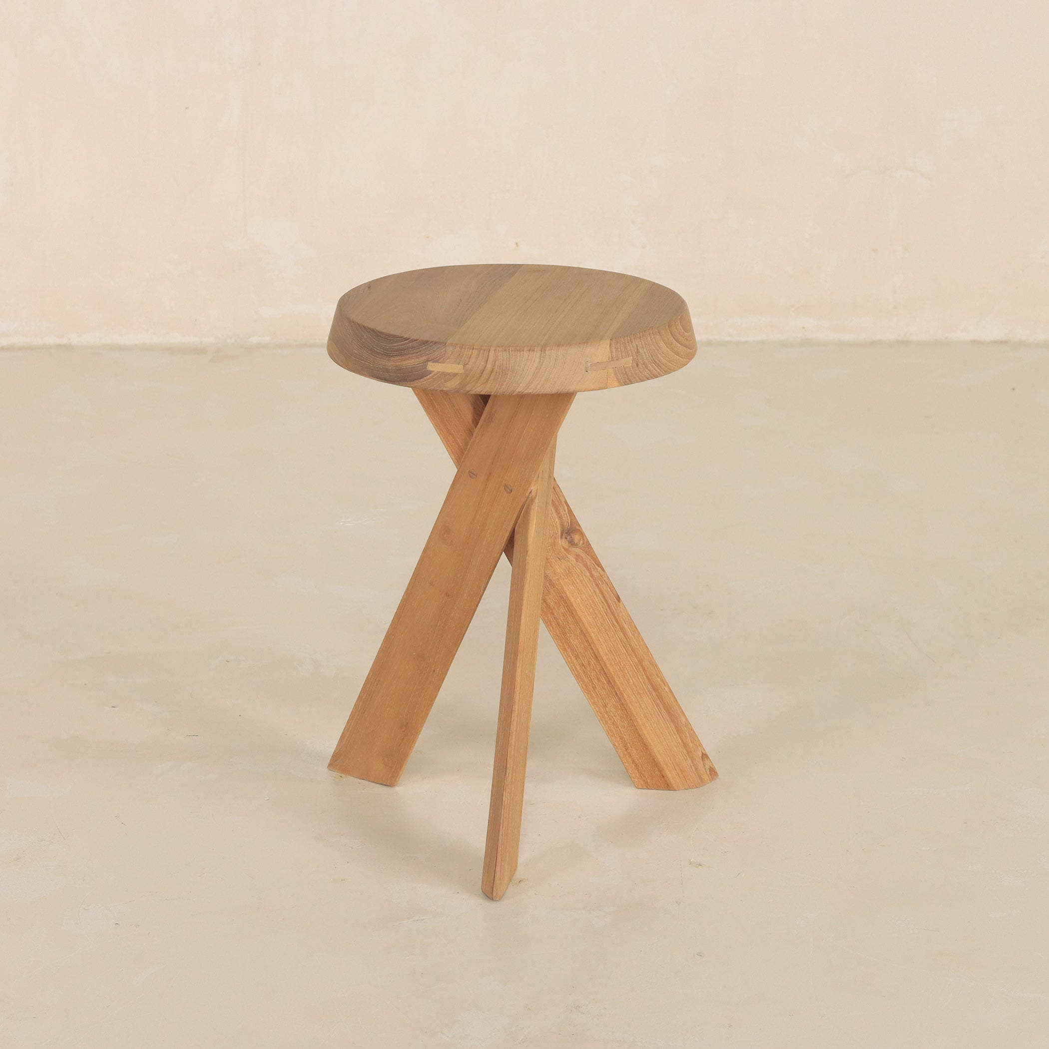Helix Tripod Teak Stool