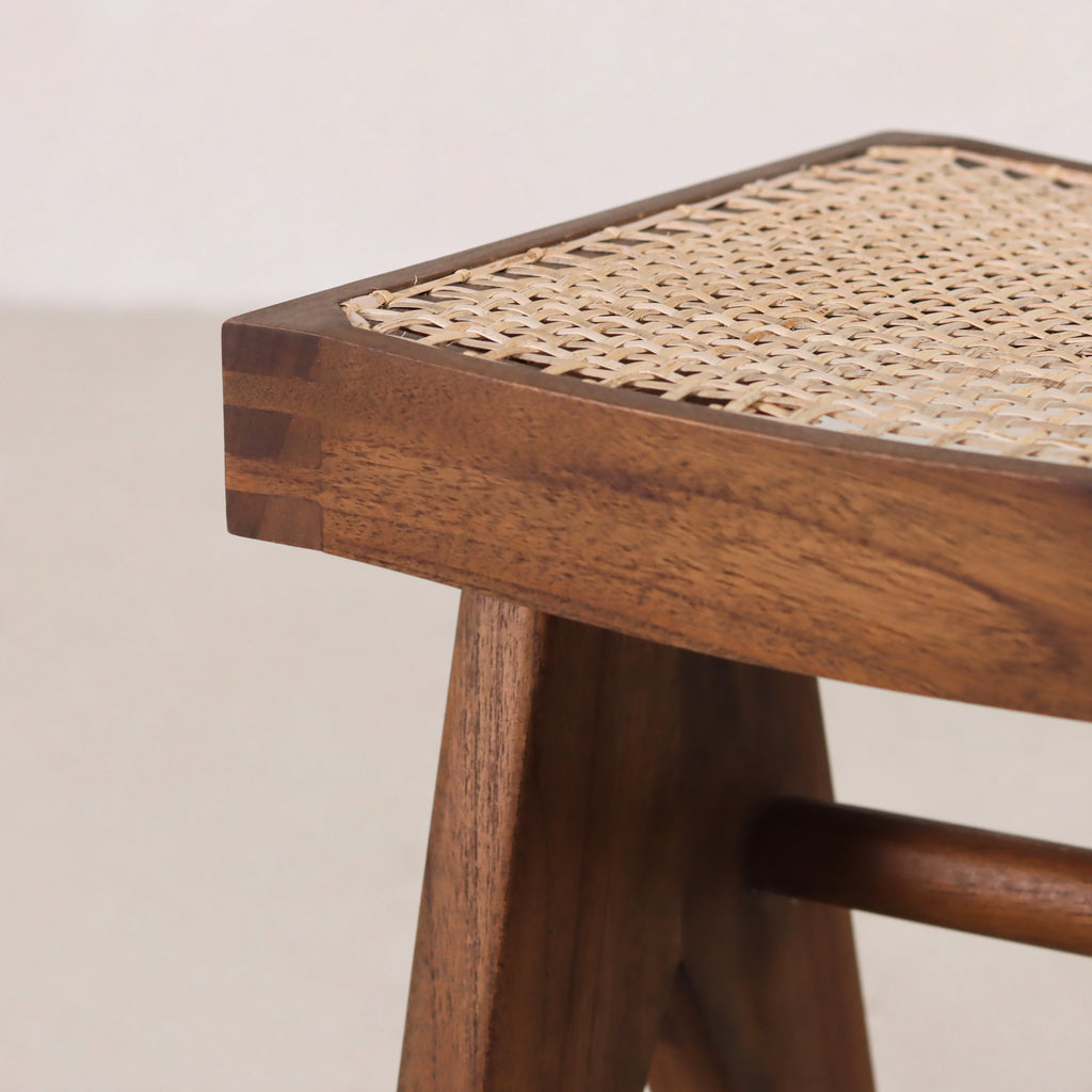 Low Cane Stool Dark