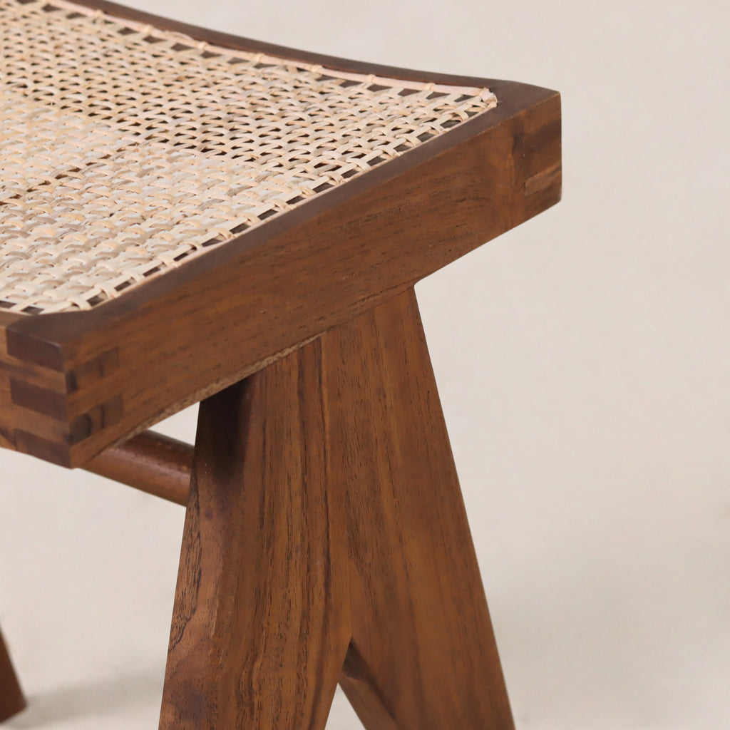 Low Cane Stool Dark