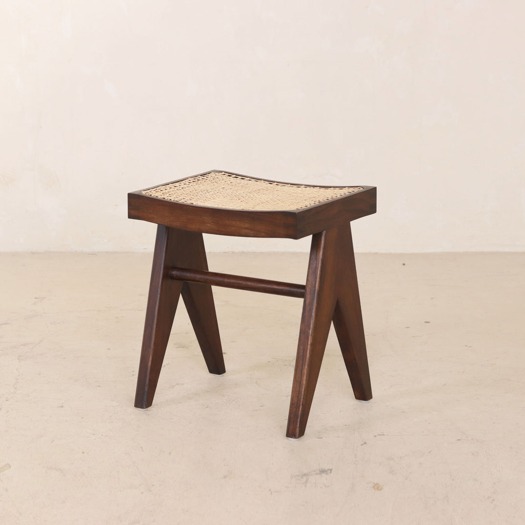 Low Cane Stool Antique Dark Brown