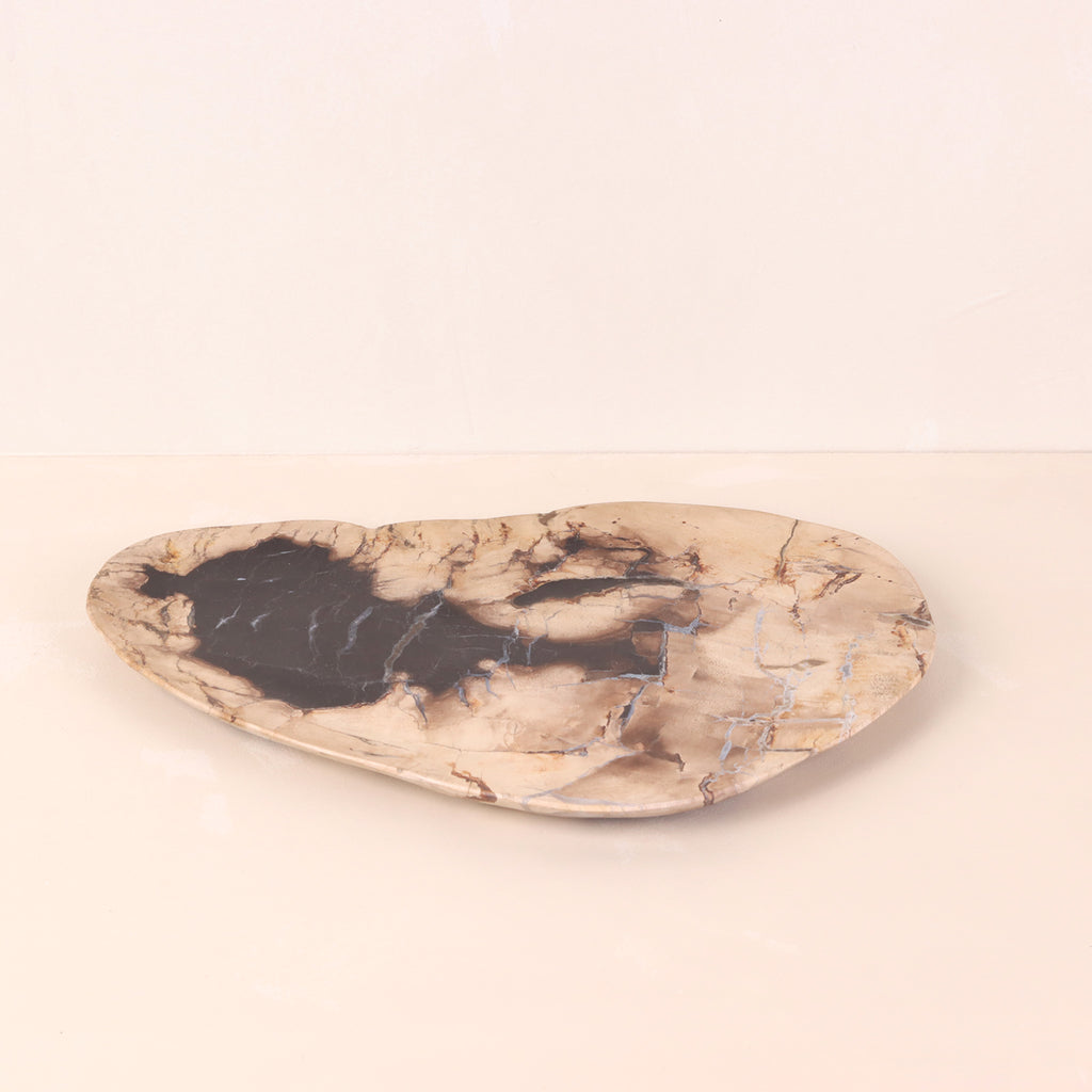 Petrified Wood Serving Tray Cream