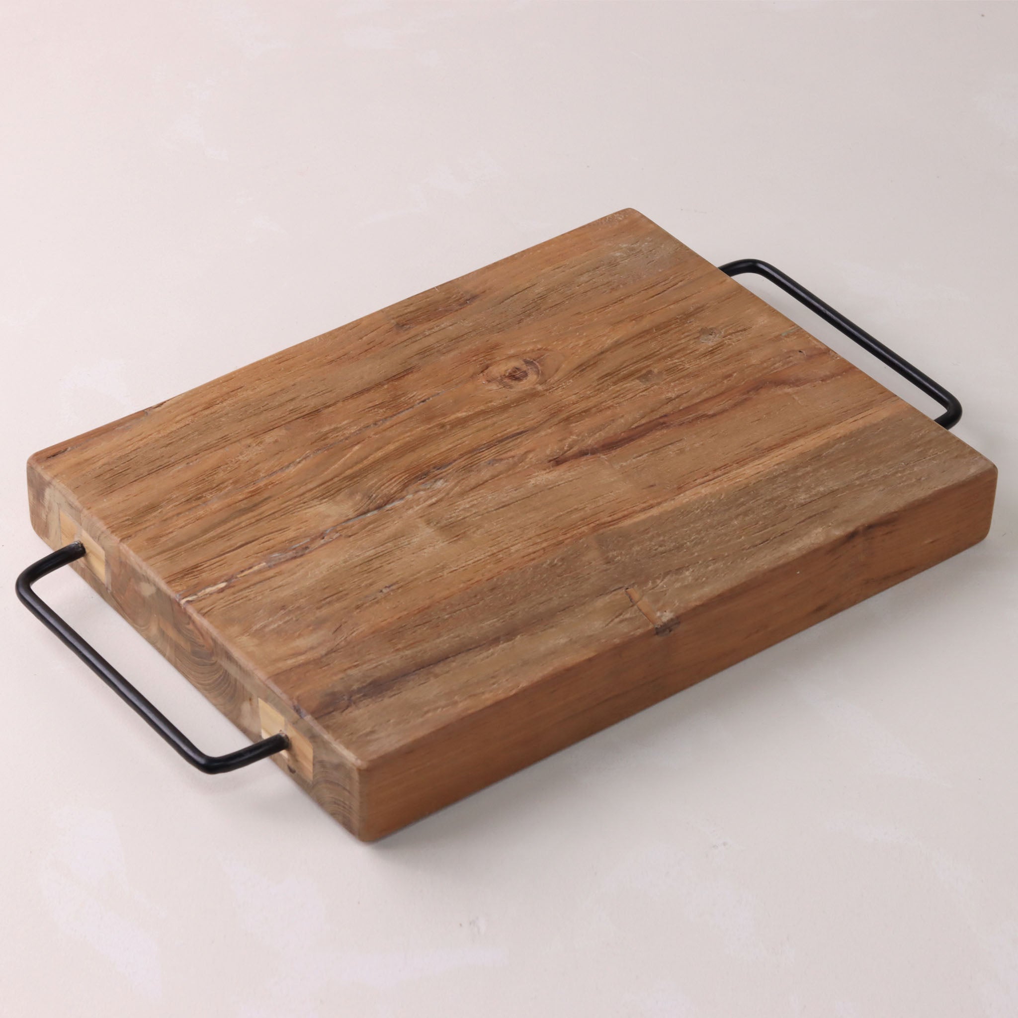 5-Piece 15.75 in. Natural Wood Round Teak Cutting Board Set